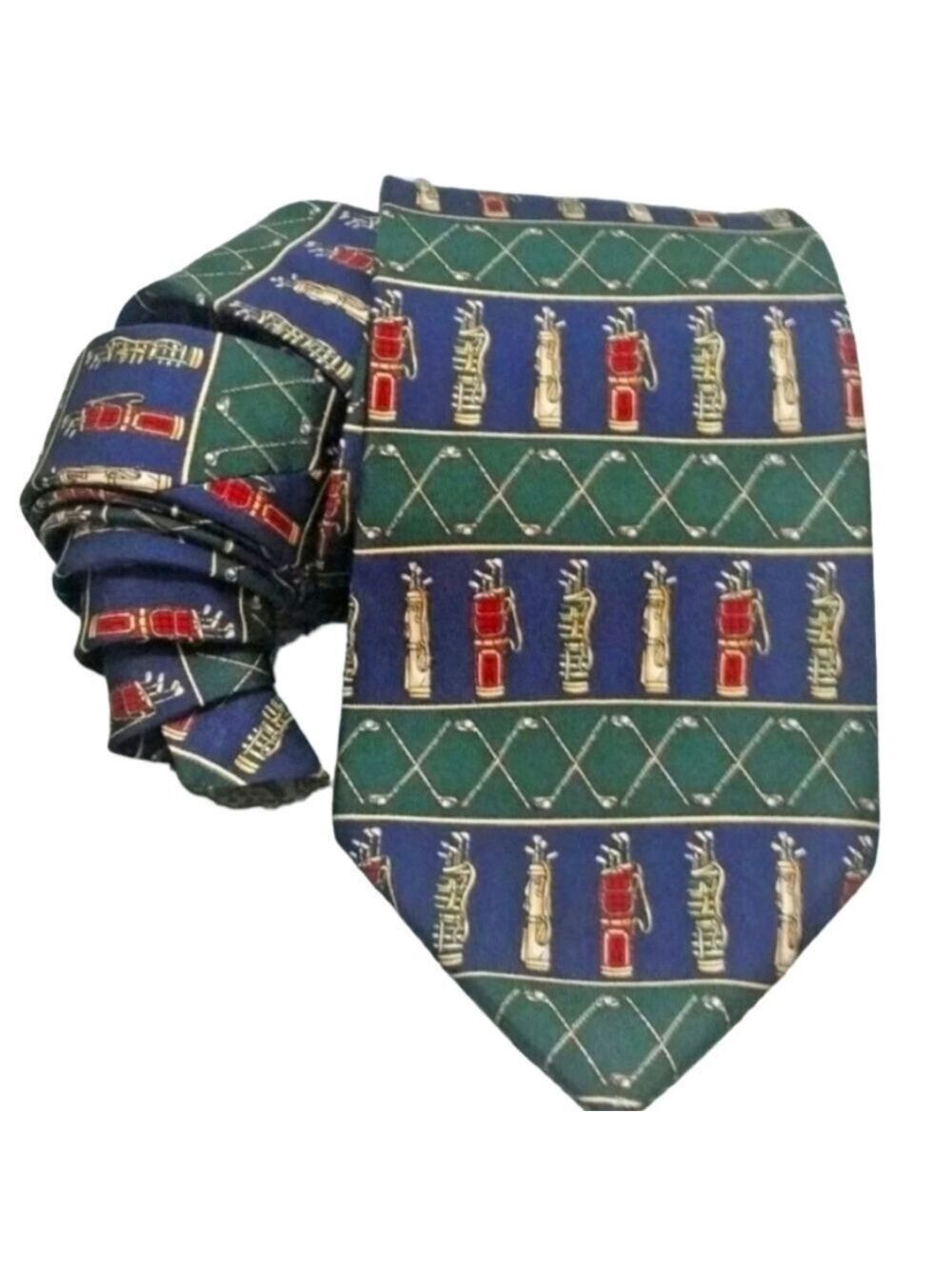 Tommy Hilfiger Men's Blue Green Golf Print Necktie